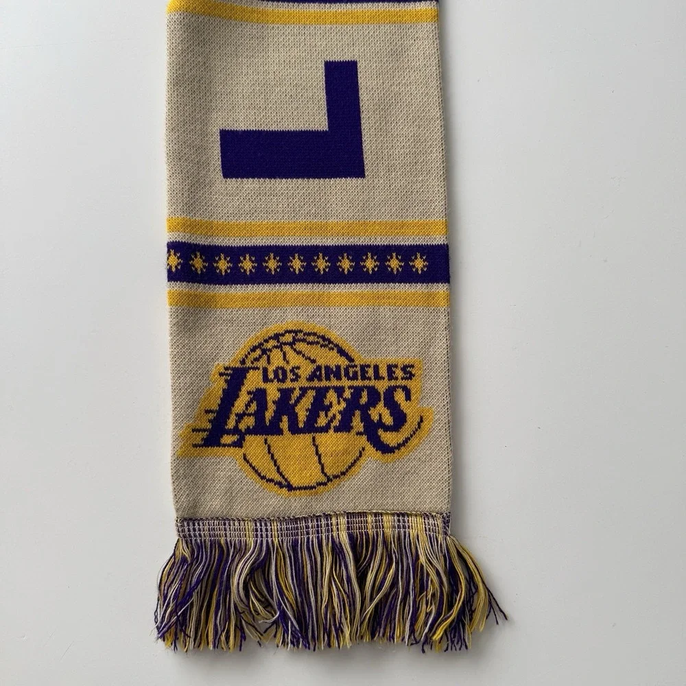 LAKERS Christmas Day 2023 Knit Scarf‎ Adult Logo LA Los Angeles Winter Fringe